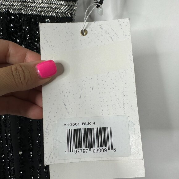 NWT Mac Duggal Sleeveless High Neck Beaded Midi Sheath Dress Black 4 #9829 - Picture 6 of 8